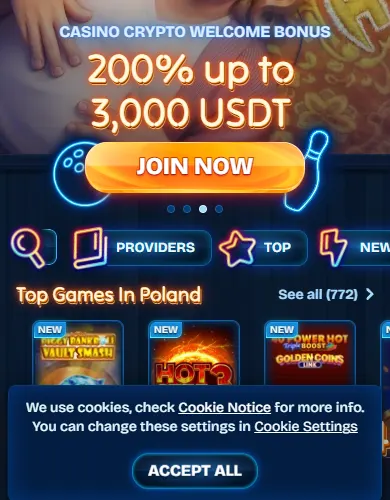 DudeSpin Casino na telefonie – baner, kategorie i kafelki gier w wersji mobilnej